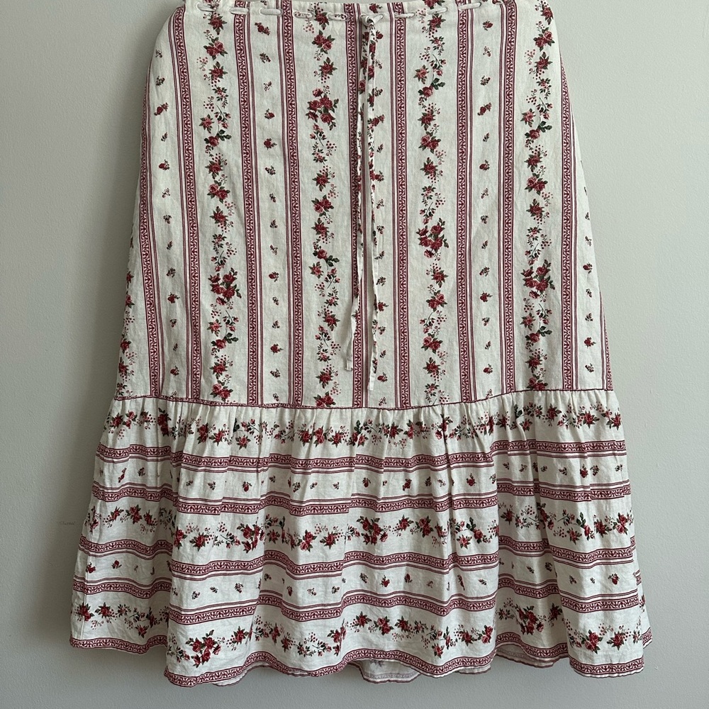 Joie by Anthropologie Linen Skirt - Red and White Floral